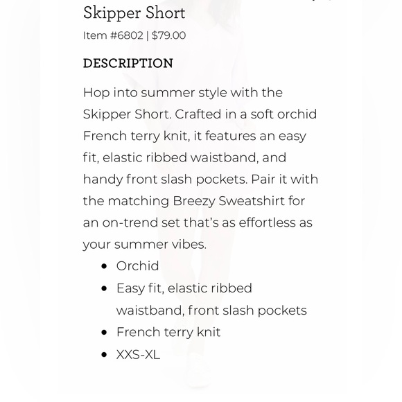 Orchid Terry Knit Skipper Short - Picture 6 of 6